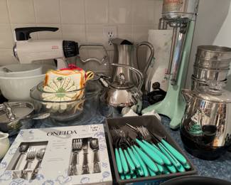 Vintage Milkshake Machine, Vintage mixer, New Oneida flatware
