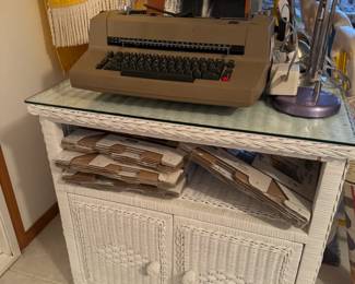 Vintage Wicker Glasstop side table
