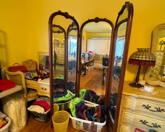 Vintage French Provincial Vanity Desk, French Provincial Dresser with Mirror