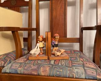 Vintage Dining table with six chairs, Vintage Hummel bookends