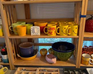 Vintage Pantone Mugs, Vintage German Waechtersbach Happy Face and Why Me? mugs