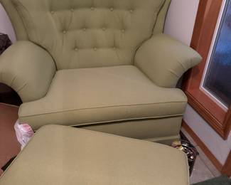 Green Upholstered chair and ottoman