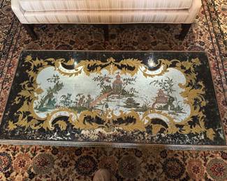 Chinoiserie Glass Mirrored Coffee Table