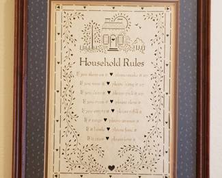 FRAMED HOUSEHOLD RULES