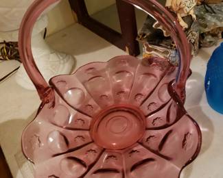 CRANBERRY GLASS BASKET
