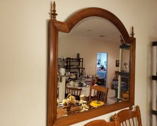 MID CENTURY LARGE MIRROR WITH WOODEN FRAME