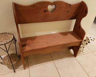 PINE BENCH WITH HEART CUT OUT