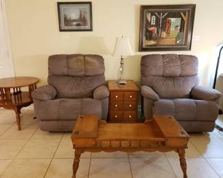 ETHAN ALLEN FURNITURE, MID CENTURY AND PAIR OF LAZ BOY ROCKER/RECLINERS