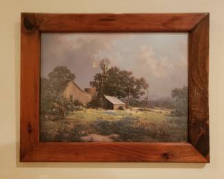 DALHART WINDBERG PRINT "MEMORABLE SPRINGTIDE"  WITH A KNOTTY  PINE FRAME