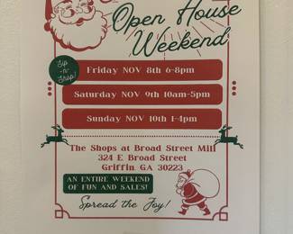 In Conjunction with Holiday Open House at The Broad Street Mill!!!