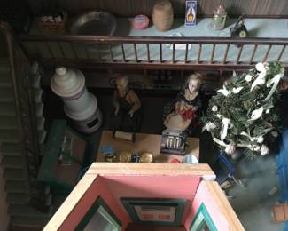 265. Hand made dollhouse, many accessories.
