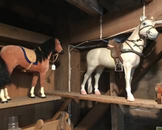 135. Horses, brown one is American girl horse