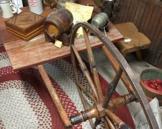 279. Antique cart with small decor.