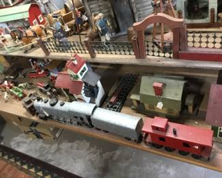 61, train, buildings, decorations