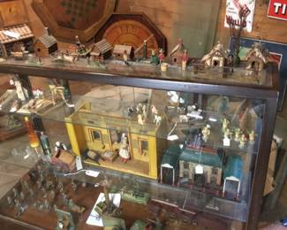 96. Miniatures, folk,art town, store front,