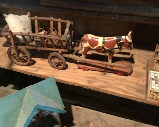 128. Antique ox with cart
