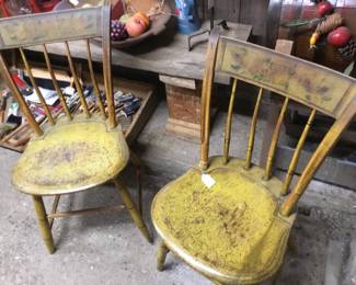 273. 19th century chairs, original mustard paint