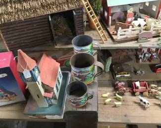 58. Animals, buildings, church, small decor. Small barn. Stable.