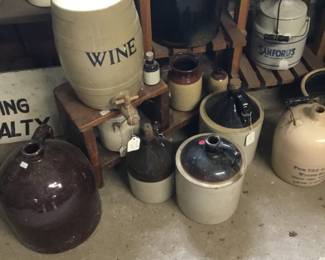 69. Wine jugs, various sizes and materials