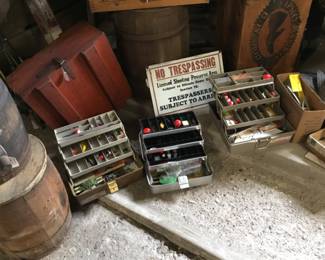 73, tackle boxes, barrel, chest