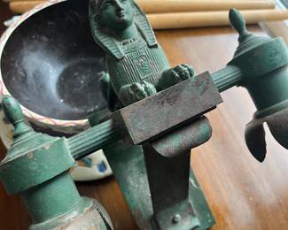 Egyptian cast bronze revival wall sconce