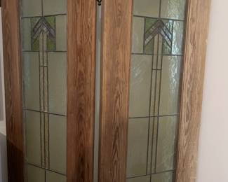 Large Art Deco stained glass converted to floor screen