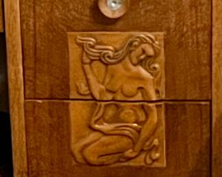 Grand Rapids  Art Deco Figural Carved vanity desk 