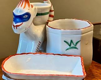 Super rare cigarette and ashtray monkey porcelain circa 1940