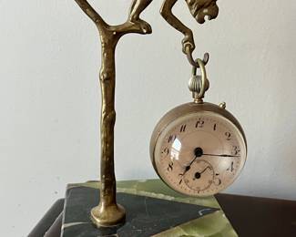 Art Deco monkey watch holder with original globe watch!!!