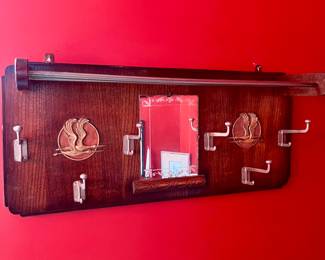 Vintage Wall Coat Rack with Mirror, Belgium, 1950s