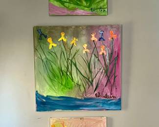 For scale purposes the living room walls are 10 feet tall and these canvases are large.