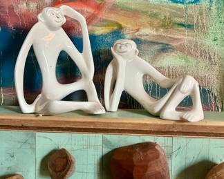 Rare Pair of MCM Tildon Ware Monkeys 1960s