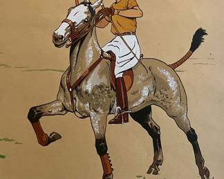 "Etienne Le Rallic, Polo Player, Horse Riding, Horse"
Etienne Le Rallic (1871-1968): Polo scene. Stencil (very beautiful colors), with white gouache highlights.
