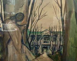 A haunting scene of Holly Springs 1940 watercolor by Cochran 