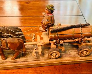 German Hand-Carved Wooden Wagon Scene - $150 - Made by HB German. 
