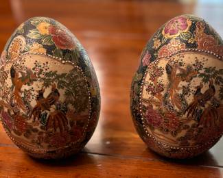 Decorative Hand-Painted Eggs with Oriental Motifs - $100