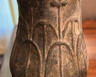 Antique Earthenware Vase with Floral Motif - $150