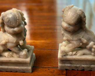 Pair of Carved Stone Foo Dogs - $200