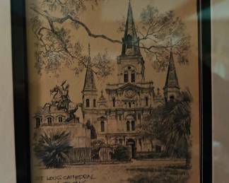 Don Davey 1976 'St. Louis Cathedral, New Orleans' Drawing - $200