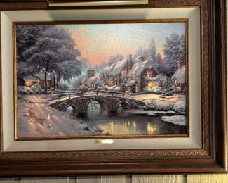 Authentic Thomas Kinkade Winter Scene Oil Painting - Includes Authenticity Paperwork ! See imperfection on next image. Make an offer! 
