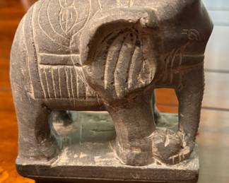 Stone Elephant Figurine on Pedestal - $100