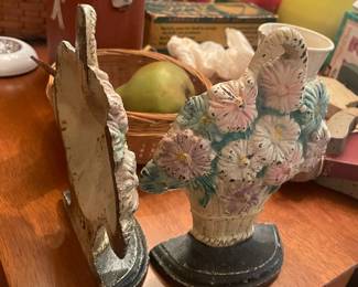 Cast iron door stoppers - flower baskets