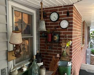 Clocks; pottery; lanterns
