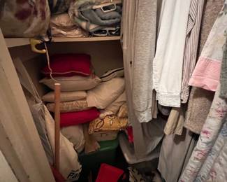 Clothes, quilts, linens to sort through