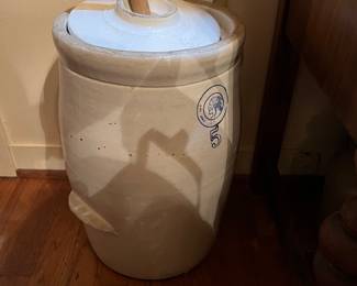 Salt-glaze pottery butter churn