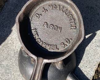 Cast iron advertising pan by D. J. McAllister & Son, Mt. Carmel, S. C.