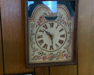 Needlepoint faced clock