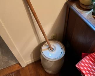 Butter churn; salt glaze pottery