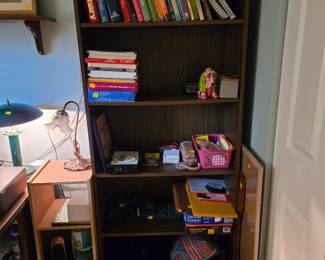 Bookcase and office supplies