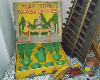 Jadite agate childs set in original box 